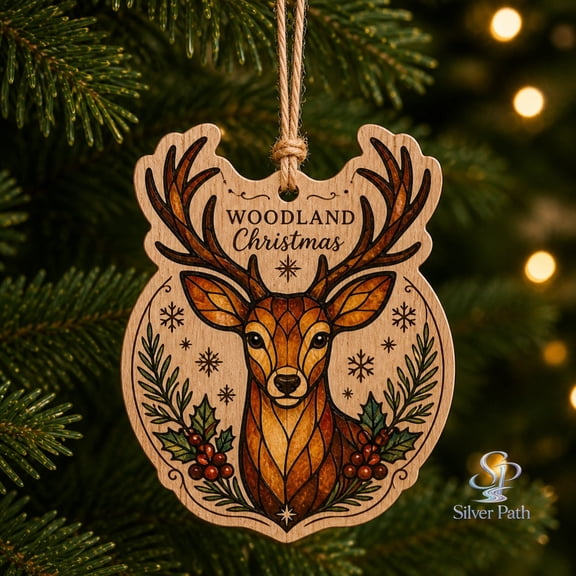 Ornament Deer Woodland Christmas Wooden Tree Hanging for Holiday Decor