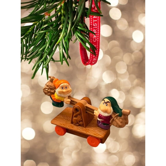 Ornament Disney Dwarf Miners on Handcar Mining Cart Happy Grumpy Figure Charm 4