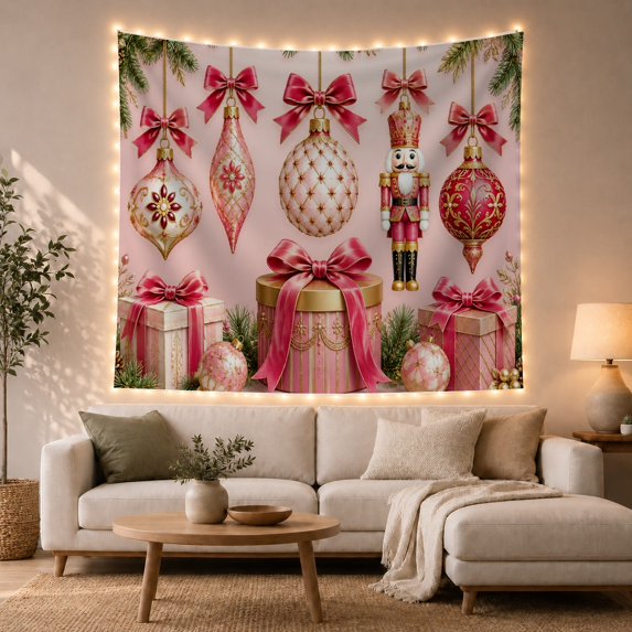 Ornament Display Soft With Blush, Mystical Fantasy for Space Lovers, Galaxy Room Decor Statement Accent, Christmas Gift, Tapestry Wall Hanging for Bedroom and Dorm