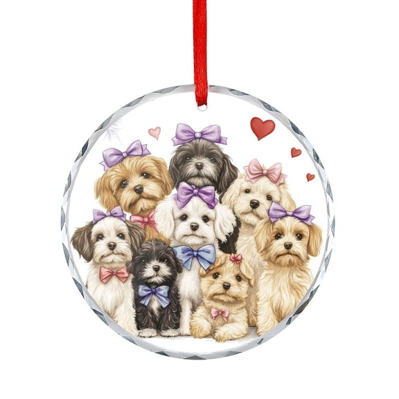 Ornament Dogs with Bows Hanging Ornament Dog Decorations Gift Exchange Present Ideas