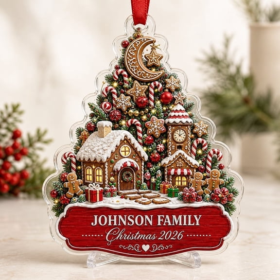 Ornament Gingerbread House Personalized Acrylic Tree Decor Christmas