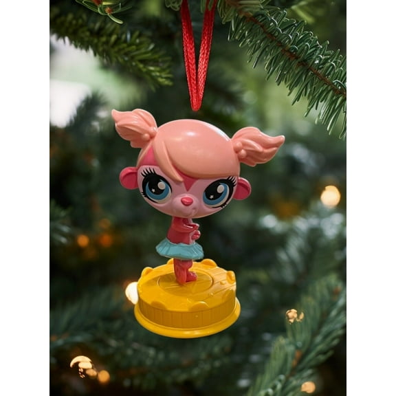 Ornament Hasbro Littlest Pet Shop Pink Dancing Spin Monkey Figure Figurine Charm
