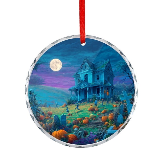 Ornament Haunted House Pumpkins And Skeletons Christmas Glass Decoration Happy Halloween Holiday Decor And Xmas Gifts Ideas for Family Couples Friends