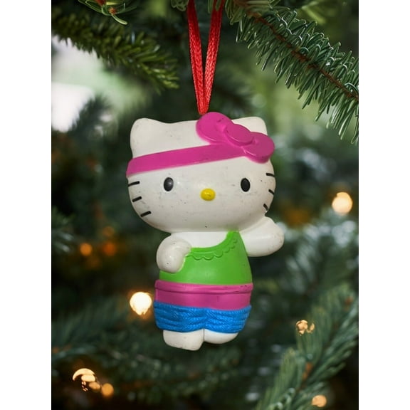 Ornament Hello Kitty Gym Outfit Green 3 Figure Figurine Dangler Holiday Charm