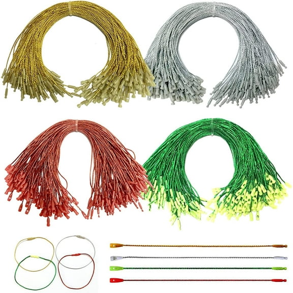 Ornament Hook Hanger String,400Pcs Christmas Tree Decorating Hanger Ties Rope,Shiny Metal Texture Polyester Tag Fastener Hang Wire,for Christmas Craft Gift Tag (Red+Green+Gold+Silver)