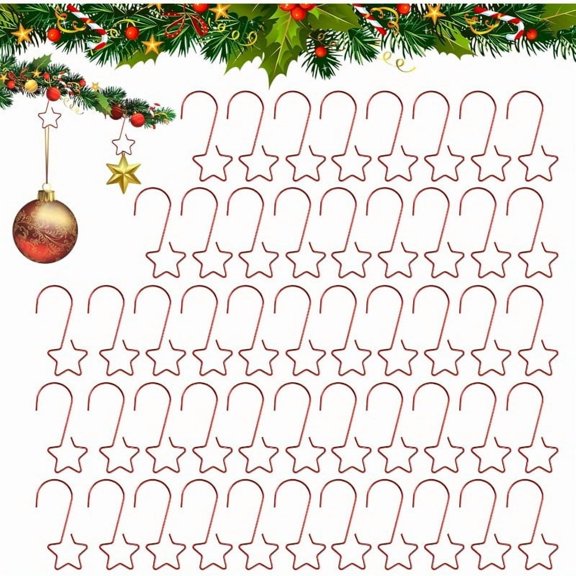 Ornament Hooks(2 Inch) for Christmas Tree Home Party Decorations Metal Star Ornament Hangers Anchors Xmas Stocking Small Ornaments Ball Bulb Hangings Hooks Pins Clips Decor Indoor
