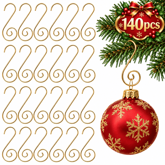 Ornament Hooks Christmas Ornament Hangers Christmas Tree Hanger Baubles Ball Metal Hooks Xmas Decoration S Hooks 120 PCS Gold