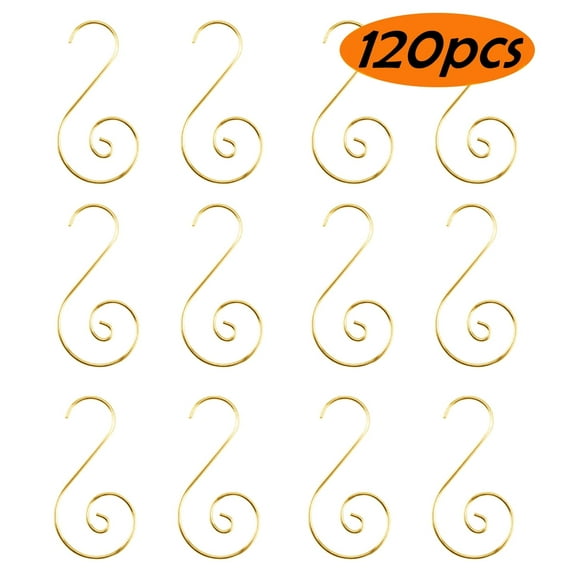 Ornament Hooks Christmas Ornament Hangers Christmas Tree Hanger Baubles Ball Metal Hooks Xmas Decoration S Hooks 120 PCS Gold