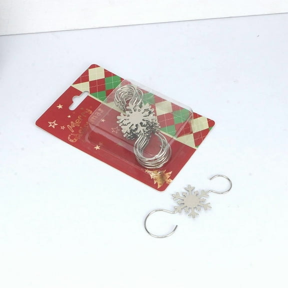 Ornament Hooks Christmas Tree Metal Snowflake S-Shaped Hangers, Silver Swirl Holiday Winter Decorations 5 Pcs