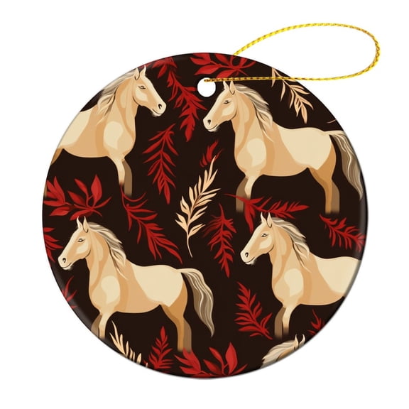 Ornament Horse Gifts for Girls Customized Round Ceramic Ornament Horses Christmas Funny Commemorative Ornaments & Gift Ornament Xmas Present