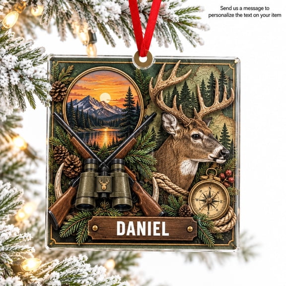 Ornament Hunting Deer Forest Theme Acrylic Hanging Decor Christmas Gift
