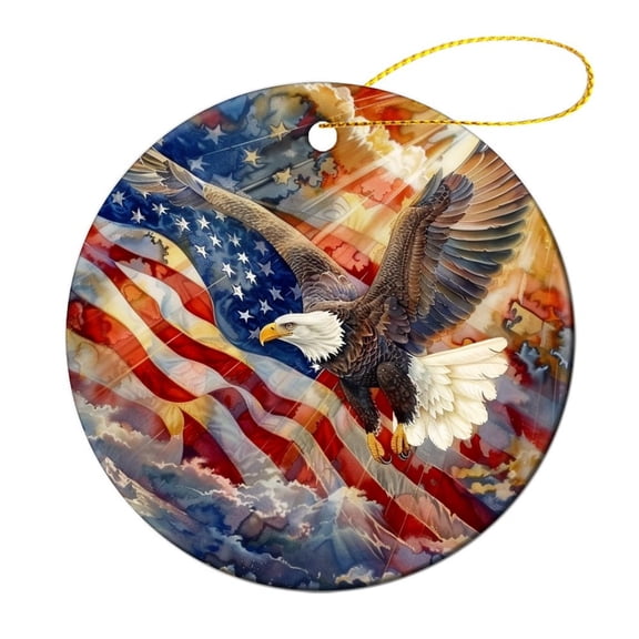 Ornament Independence Day 4th of July Christmas Bauble Bald Eagle Flying American Flag Christmas Tree Hanging Accessories Xmas Gift