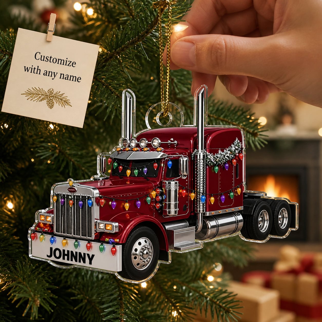 Ornament Keep On Rolling Proud Trucker Personalized Acrylic Christmas ...