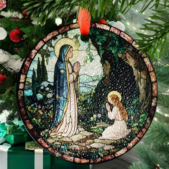 Ornament Lady of Lourdes Suncatcher, Virgin Mary Religious Window Hanging Catholic Home Decor Christian Gift, 2025, Holiday Decoration, Seasonal 2025, Holiday Decoration, Seasonal
