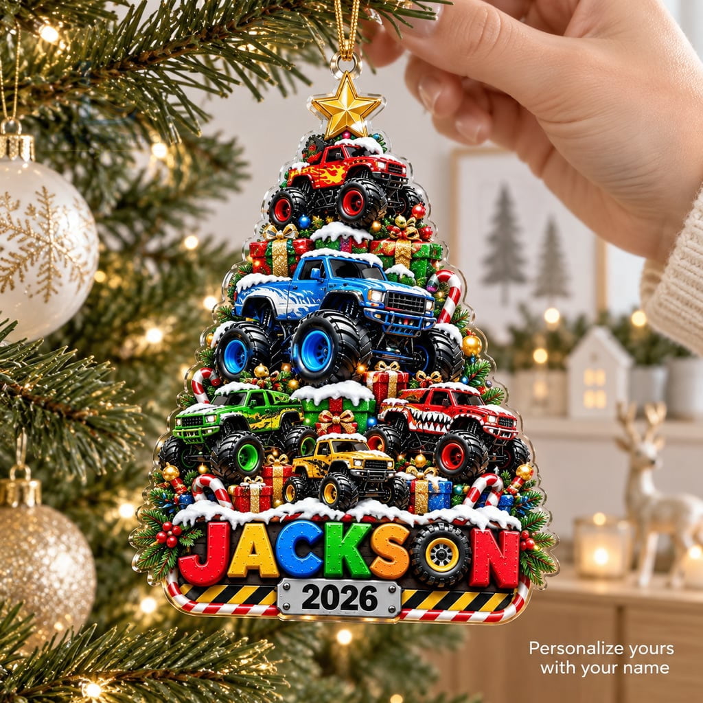 Monster Tree Dc Ornament Monster Truck Christmas Theme Acrylic Tree Decoration Holiday ...