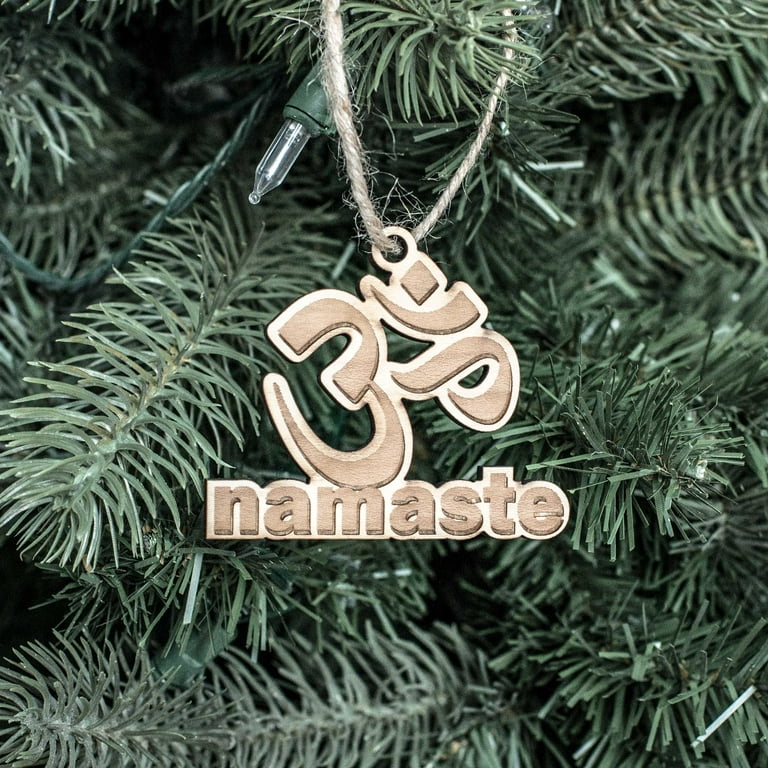 Ornament - Namaste - Raw Wood 3x3in Ornament - Namaste - Raw Wood 3x3in