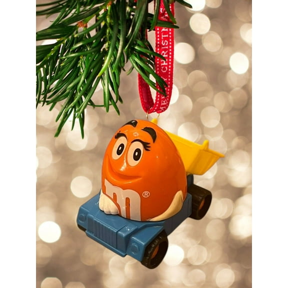 Ornament Orange Dump Truck M&M M &M PVC Figure Figurine Holiday Charm Dangler 3