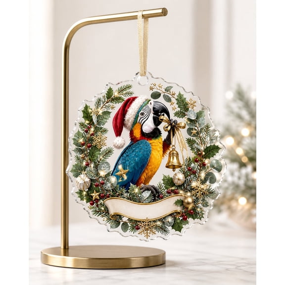 Ornament Parrot Christmas Wreath Hanging Decor Holiday Gift