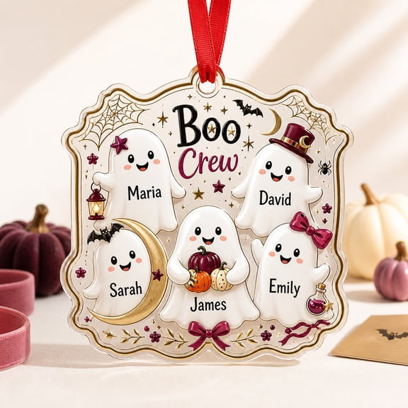 Ornament Personalized Family Ghost Halloween Boo Crew Acrylic Hanging Decor for Halloween