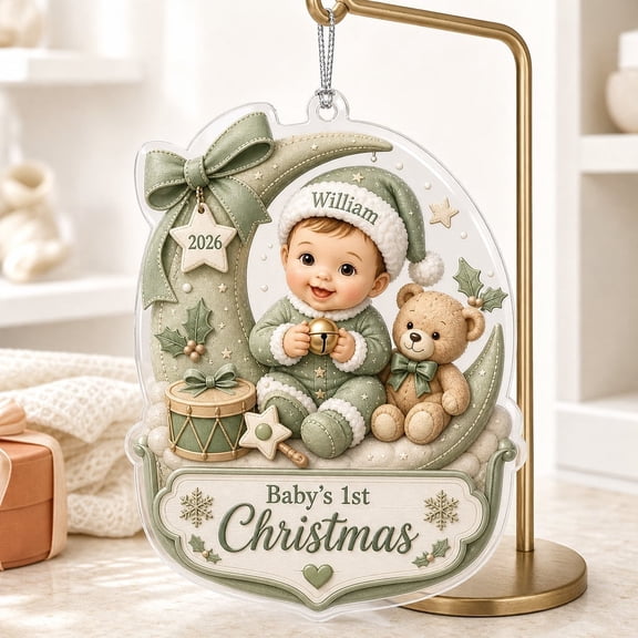 Ornament Personalized First Christmas Moon Acrylic Tree Decor Keepsake