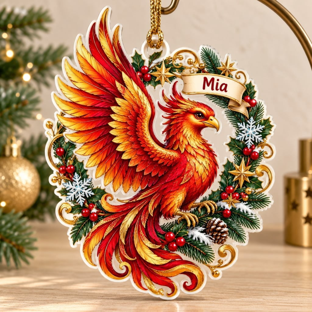 Ornament Phoenix Personalized Name Acrylic Tree Decor Holiday Gift ...