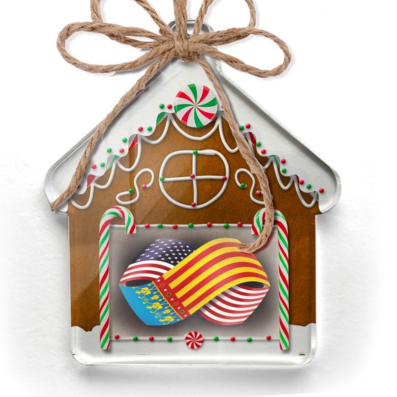 Ornament Printed One Sided Friendship Flags USA and Valencia region Spain Christmas 2021 Neonblond