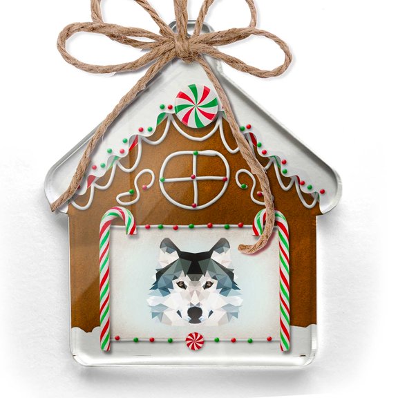 Ornament Printed One Sided Low Poly Animals Modern design Wolf Christmas 2021 Neonblond