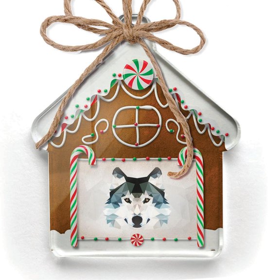 Ornament Printed One Sided Low Poly zoo Animals Wolf Christmas 2021 Neonblond