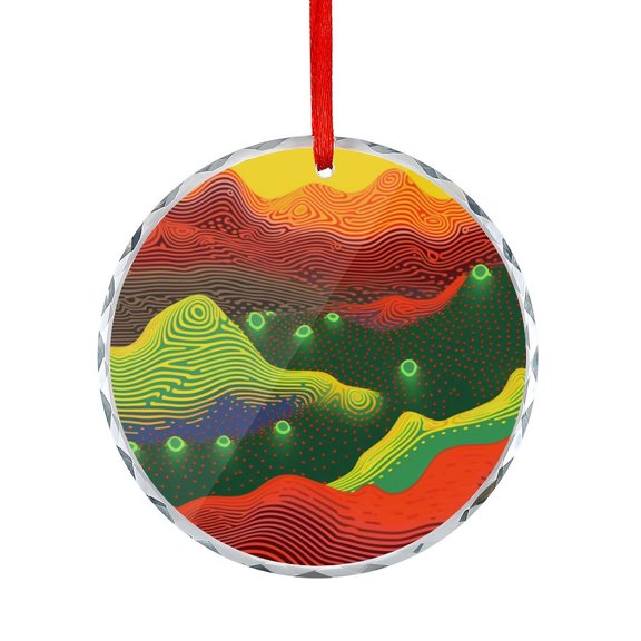 Ornament Red And Green With Gray Outlines Hanging Ornament Abstract Geometric Holiday Home Decor
