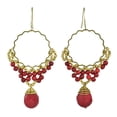 thumbnail image 1 of Ornament Red Coral Teardrop Stone Brass Dangle Earrings, 1 of 4
