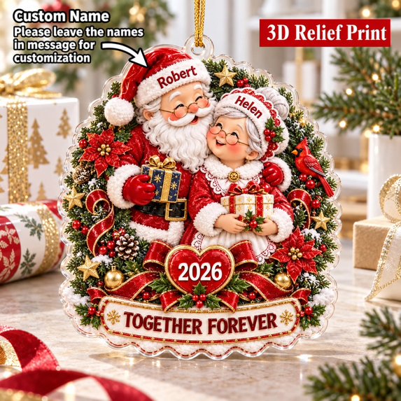 Ornament Santa Couple Christmas Design Acrylic Tree Decor Holiday ...