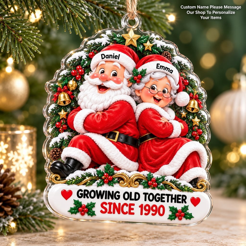 Growing Tree Sign Ornament Santa Couple Growing Old Together Acrylic Tree Decor - Walmart.com