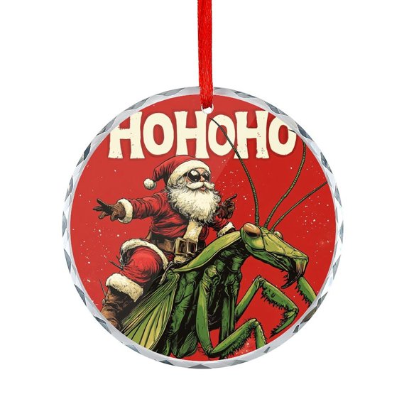 Ornament Santa On Praying Mantis Glass Round Christmas Ornament Christmas Decorations Gifts for Women