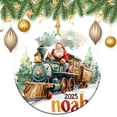 thumbnail image 1 of Ornament Santa in Train Double-Sided Printed 3" Ceramic Christmas Ornament Custom Diesel Train Xmas Tree Decoration Merry Xmas for Family & Friends, 1 of 5