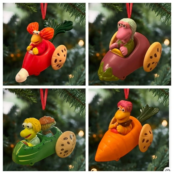 Ornament Set Of 4 Jim Henson Fraggle Rock MOKEY Red Gobo Wembley Car Figure New