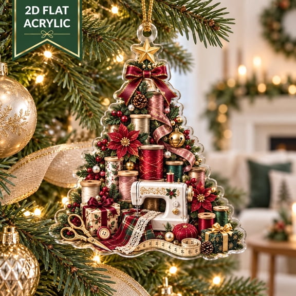 Ornament Sewing Acrylic Christmas Tree Decor for Seamstress