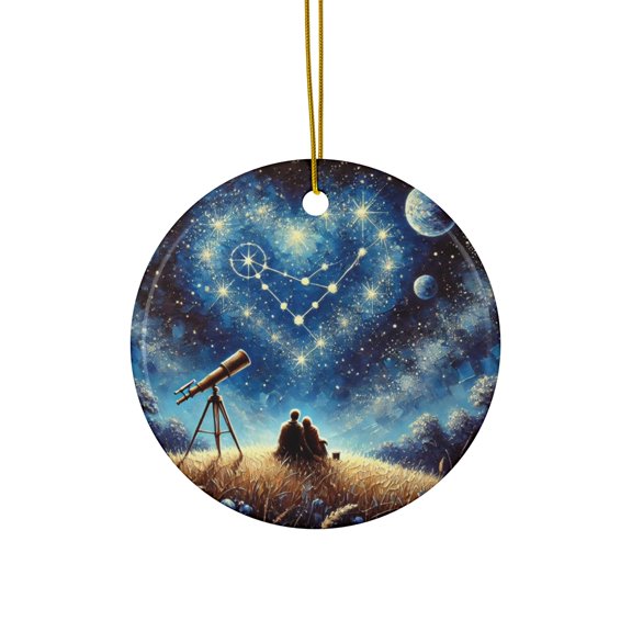 Ornament Stargazing Lovers and Constellation Night Sky Ornament - Printed on Ceramic, 1PC