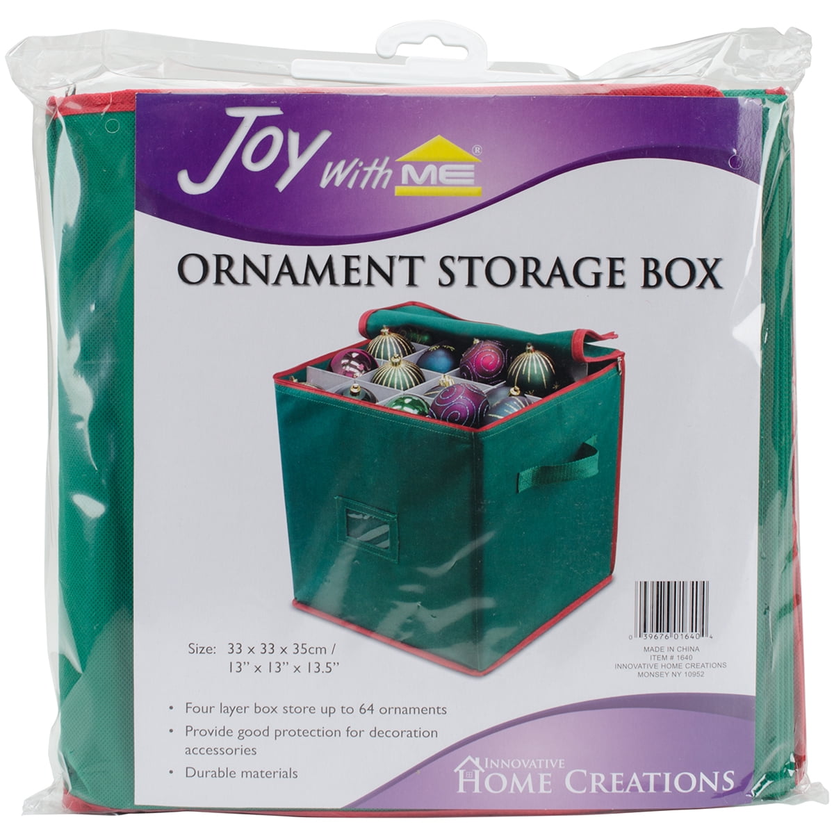 OSTO 13.5 in. Green Vinyl Plastic Ornament Storage Box (64-Ornaments)