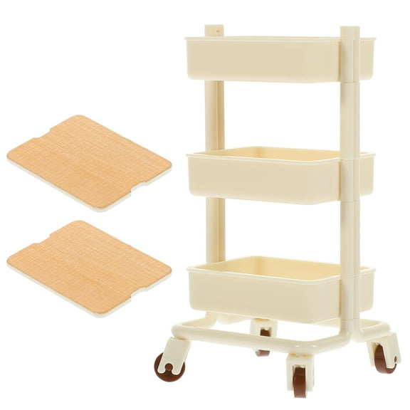 Ornament Storage Cart Mini Furniture Mini Wheelbarrow Mini Cart Movable Trolley Model Mini 3-layer Cart