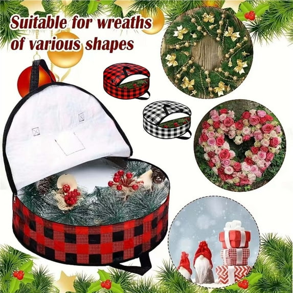 Ornament Storage Christmas Ornament Storage Wreath Storage Bag 2 Pack Wreath Holder 24 Inch Christmas Wreath Storage Container Dual Zipper Wreath Holders For Front Door Round