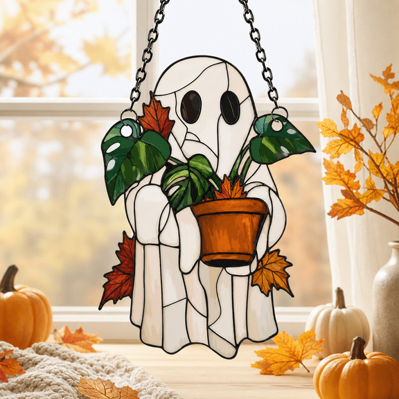 Ornament Suncatcher Ghost Plant Acrylic Window Hanging for Halloween Decor Lovers