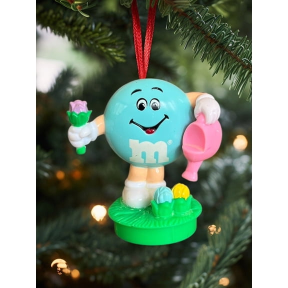 Ornament Teal Blue M&M M & M PVC Figure Figurine Holiday Charm Dangler Candy 3