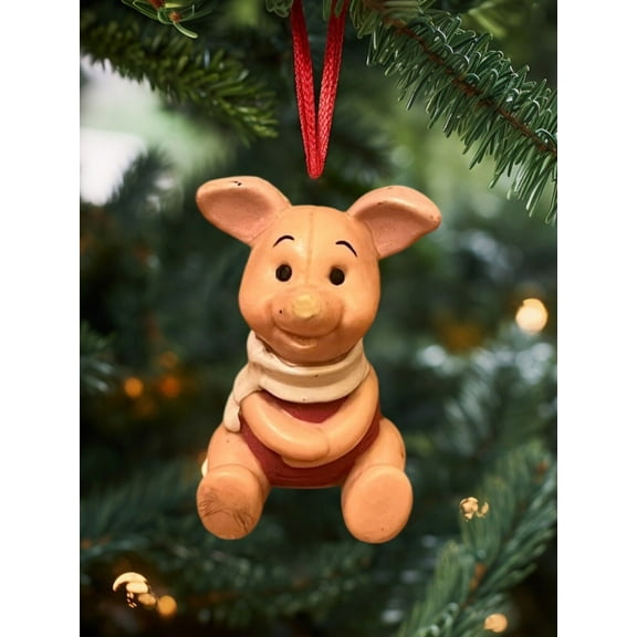 Ornament Vintage Piglet In White Scarf Figure Figurine Dangler Charm Pooh