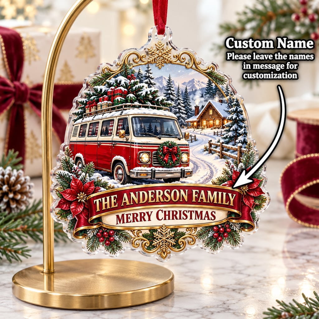 Ornament Vintage Van Family Name Acrylic Christmas Tree Decor for Van ...