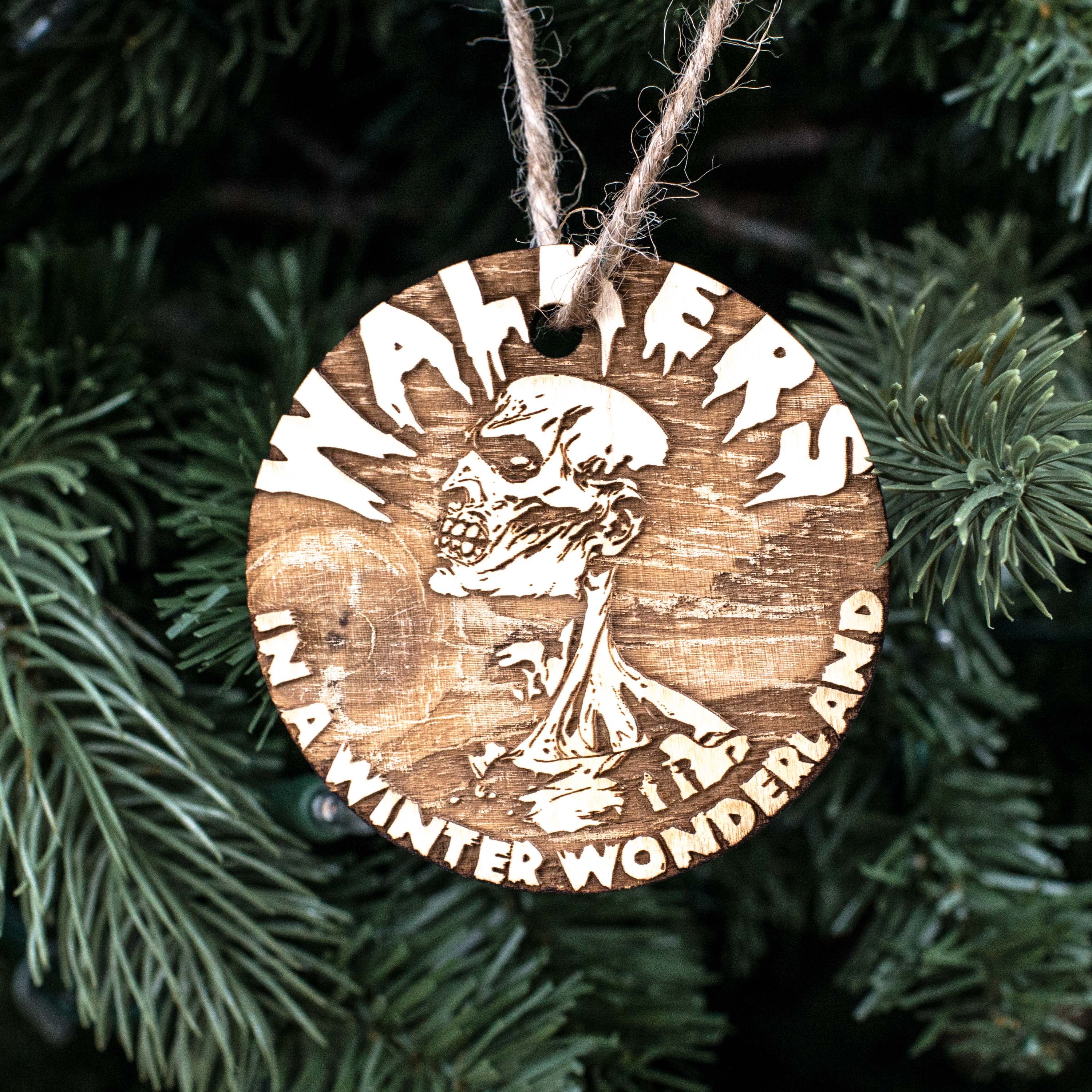 Ornament - Walkers in a Winter Wonderland - Raw Wood 3x3in Ornament - Walkers in a Winter Wonderland - Raw Wood 3x3in