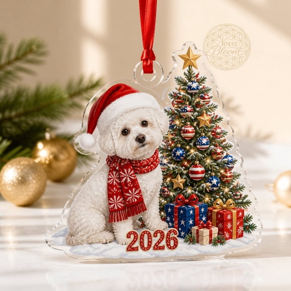 Ornament White Dog Christmas Hanging Tree Decor Pet Lovers