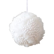 Ornament White Flocked Snowball Bauble Christmas Tree Hanging Decor for Indoor Winter Wonderland and Holiday Party Scenes