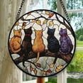 thumbnail image 1 of Stained Glass Window Hanging - 5 Cats on a Branch Suncatcher for Window Doors Home Decoration and Christmas, Mother's Day Father's Day Birthday Gifts for Women, Men, and Mom,, 1 of 6