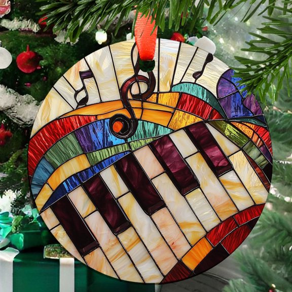 Ornament Window Hanging, Piano Notes Sun Catchers Glass Panel Suncatcher Decor for Birthday for Women, Men, Wife, Aunt, and Mom, 2025, Holiday 2025, Seasonal Holiday Decor,