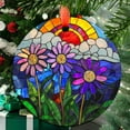 thumbnail image 1 of Ornament Window Hanging, Purple Flowers Sun Catchers Glass Panel Green Suncatcher Decor for Birthday for Women, Men, Wife, Aunt, and Mom, 2025, Holiday 2025, Festive Home Accent,, 1 of 5